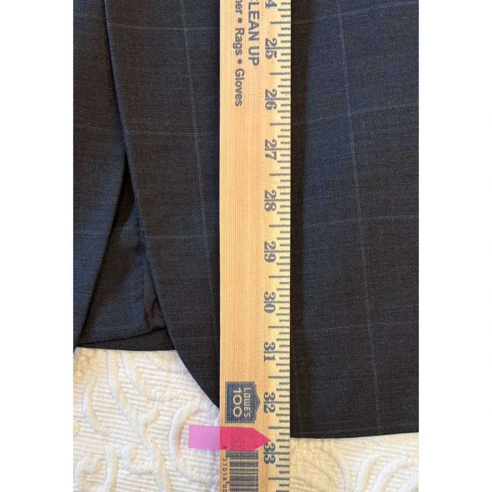 JOS A BANK Mens Charcoal Plaid 100%‎ Wool Sport Coat Blazer Jacket 40L